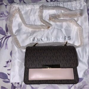 New Michael Kors Jade Extra-Small Logo and Leather Crossbody Bag